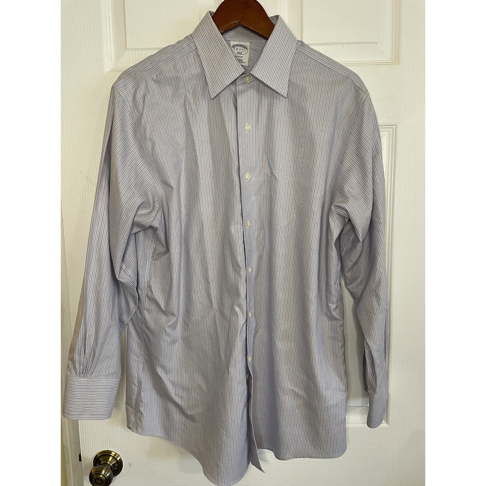 Mens Brooks Brothers 1818 Regent Non-Iron All Cotton Purple Striped Shirt 16-2/3